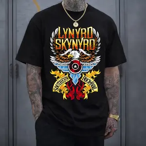 Lynyrd Skynyrd Eagle Graphic Band Tee, Oversized Cotton T-Shirt, Southern Rock Front Print Shirt, Classic Rock Streetwear Unisex