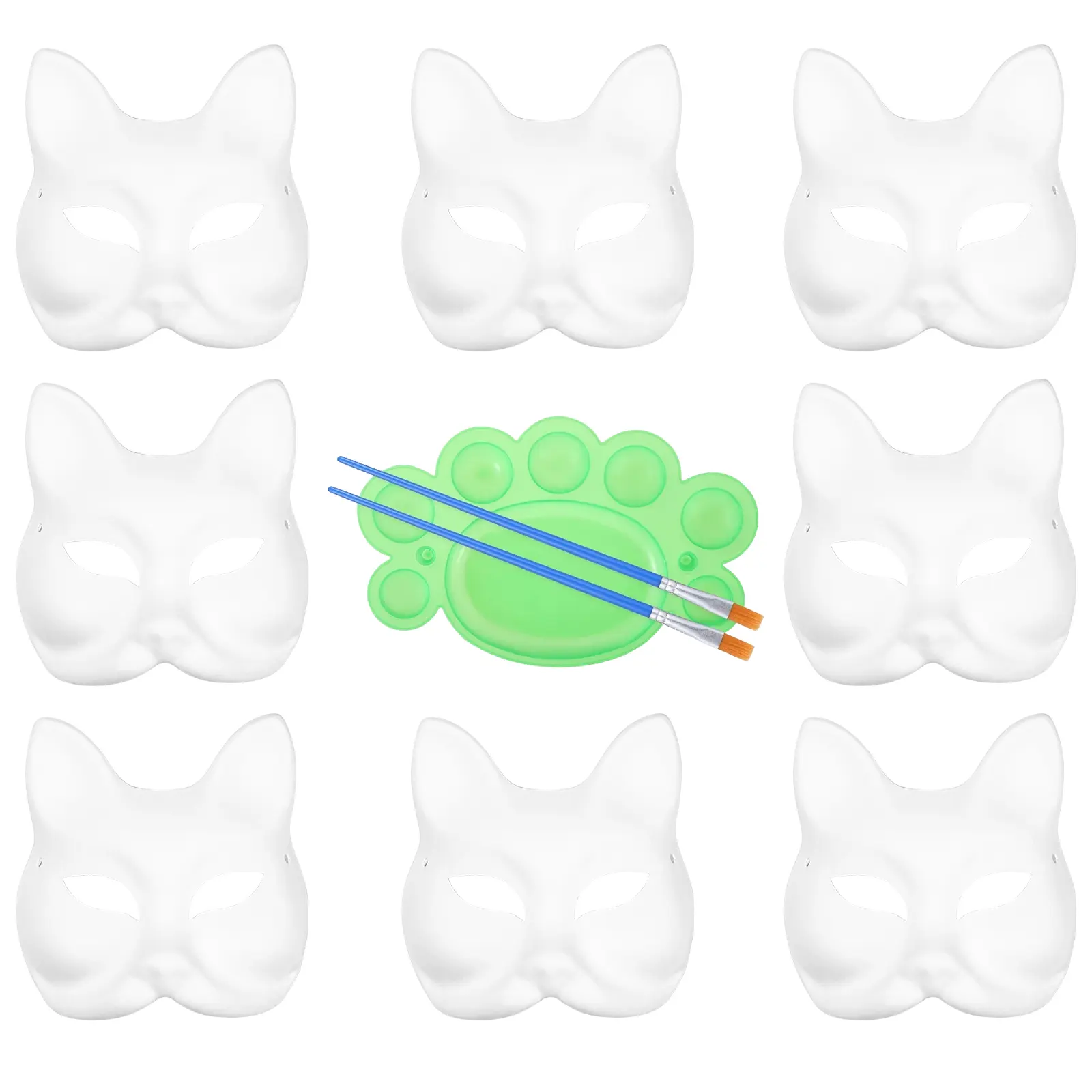 OIDEA 6-Pack Lightweight Blank White Paper Mache Full-Face Masks, DIY Cat Fox Animal Halloween Costume & Birthday Party Accessories for Painting, White Masquerade Use, White Masquerade Mask