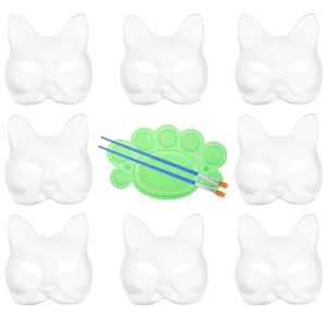OIDEA 6-Pack Lightweight Blank White Paper Mache Masks, Full-Face DIY Cat Fox Animal Halloween Costume Masks to Paint, Party Accessories