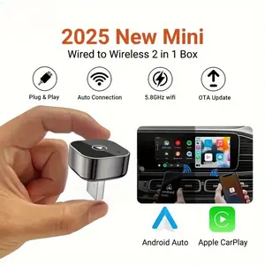Wireless CarPlay Box for Android Auto and iOS - High-speed 5GHz WiFi, low latency, plug-and-play universal car adapter, supports OTA updates, compatible with most cars. wire apple carplay plug
