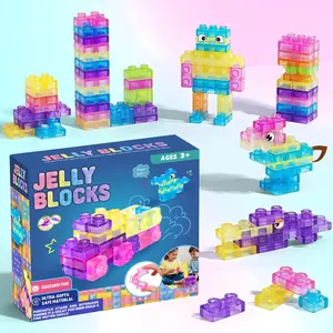 Building Blocks, Plastic Building Blocks, Squishy Multi-color Stacking Toy Set, Non-toxic Sensory Tactile Play Toy Squeezable & Stretchable Fun, Puzzle Blocks for Kids Early learning Preschool STEM Creative Construction Bath Toy Age 3+