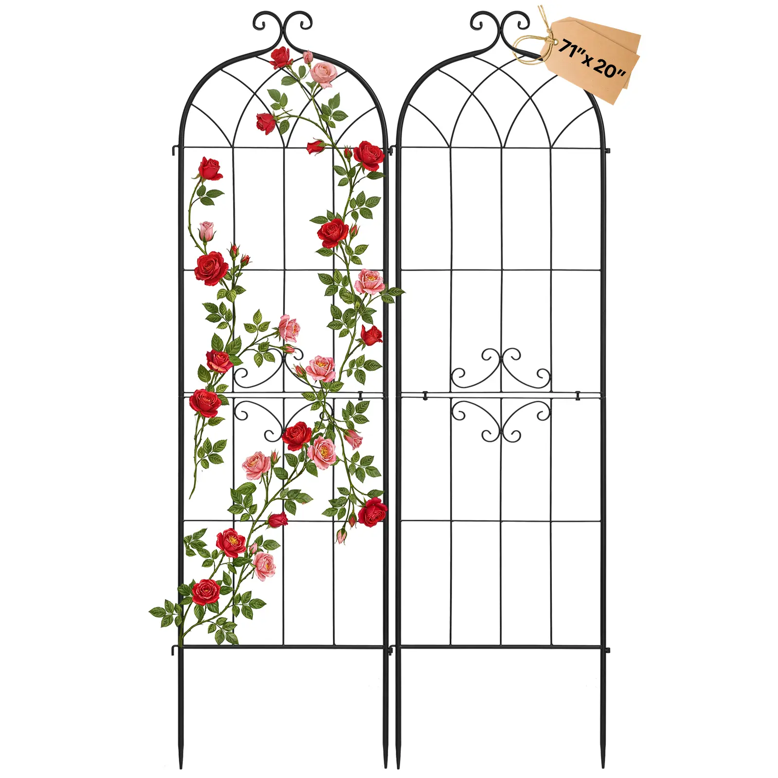 【SummerFinds】VEVOR 2-Pack Carbon Steel Arched Garden Trellis (71x20in), Powder-Coated Plant Support with Locking Design, Easy-Assembly Climbing Plant Holder for Patio, Garden Accent