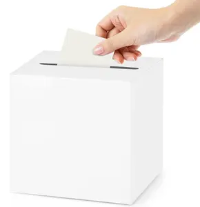 White Card Box Wedding Favors Post Box Cardboard Receiving Money Box Holder for Wedding Reception, Baby Showers, Anniversary, Birthday Party, Graduation Table Centerpiece Decorations
