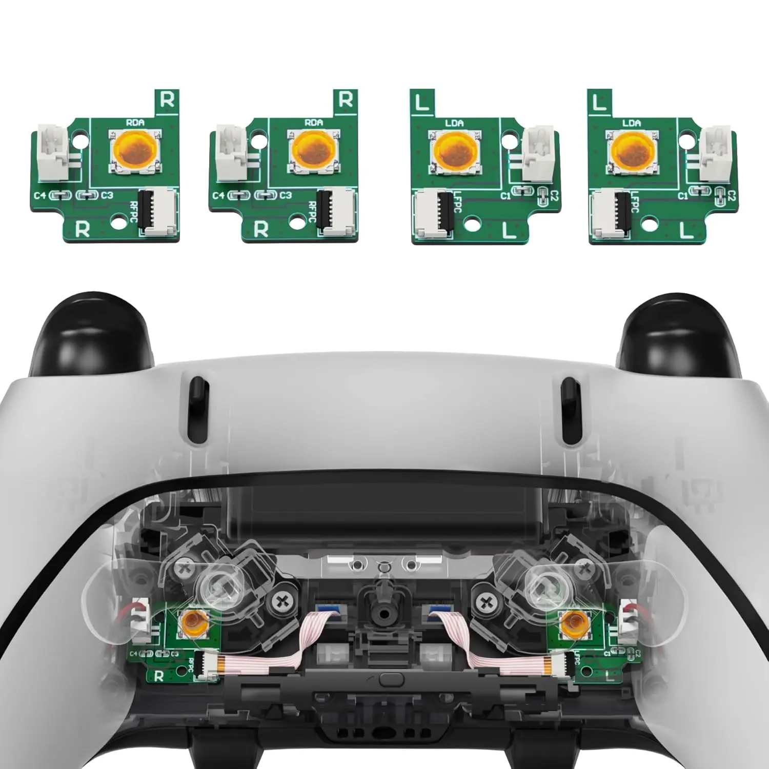 eXtremeRate Customized Back Paddles Replacement Tactile Switchboard Kit for PS5 Edge Controllers - 3.5N Tactile Switches, Redesigned LB RB Buttons Enhancement Repair Parts, 1* Prying Stick, 2* Left Switchboard, Console Controller Accessories
