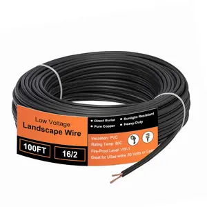 16/2 Low Voltage Landscape Wire 100Feet, 16 Gauge Wire 2 Conductor, for Low Voltage, Outdoor Direct Burial Electrical Wire