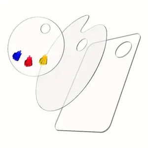 1pc Clear Acrylic Artist Paint Palette with Thumb Hole - Non-Stick, Easy Clean, Versatile Shape Options (Circular, Rectangular, Elliptical) for Oil, Watercolor, Craft, DIY Art Painting - Art Supplies - Perfect for Beginners and Professionals Alike