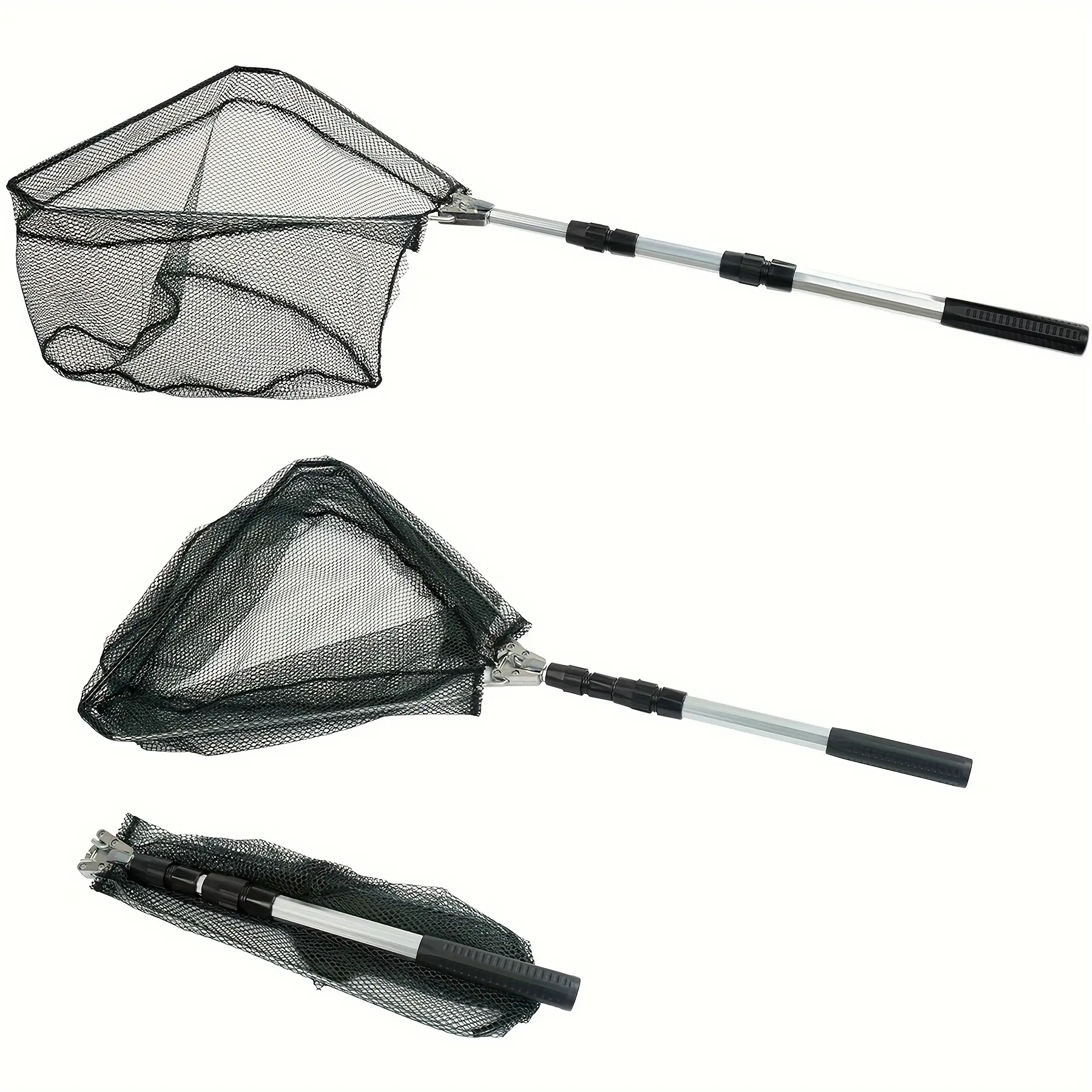 Foldable  Landing , Telescopic Stainless Steel Handle Collapsible Fish  for Freshwater Saltwater custom fishing net