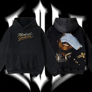 [MusicStyle] Retro Vintage Limited Edition: Michael Jackson - Iconic Sequin Glove & Smile Classic Cotton Hoodie Unisex 100% Premium Cotton Menswear