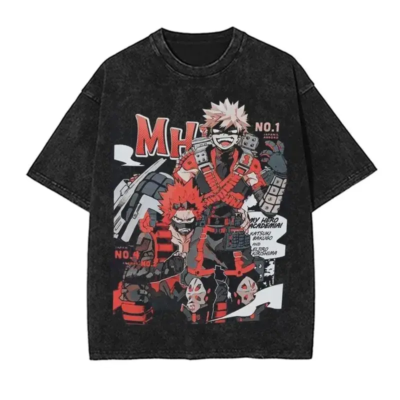 Men's Vintage Graphic T-shirt in Distressed Cotton, Casual Streetwear with an Oversized Fit and Funny Pop Culture Design, Graphic Print, Figure, Cute, No