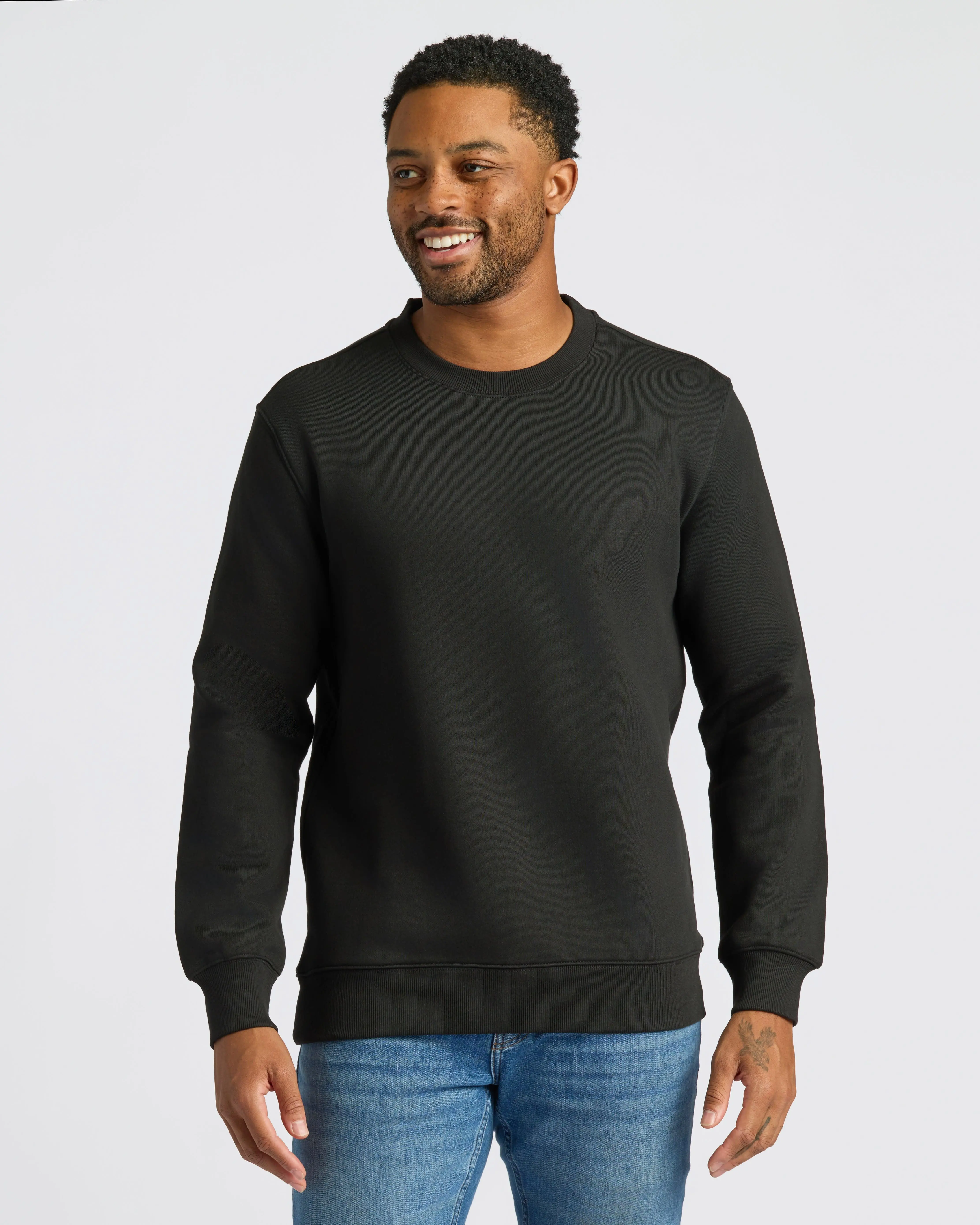 True Classic Men's Black Fleece French Terry Fabric Sweatshirt, Classic Casual Crew Neck Tops True Classic Men's Black Fleece French Terry Fabric Sweatshirt, Classic Casual Crew Neck Tops