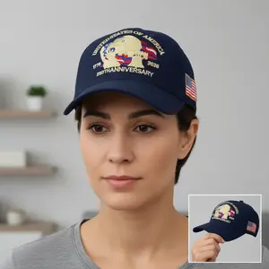 U.S. 250th Anniversary Embroidered Baseball Cap - Premium Gold-Thread Embroidery, Breathable, Heirloom Quality, Exclusive Patriotic Headwear for Historic Milestone Celebration [003]