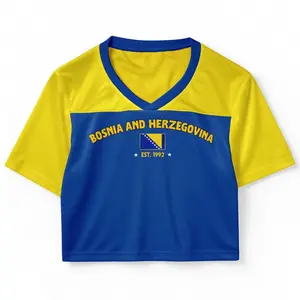 Womens Croptop Football Jersey Short Sleeve Sporty Crop Top Shirt for Women Sexy Athletic Fashion Streetwear Football Style Tee