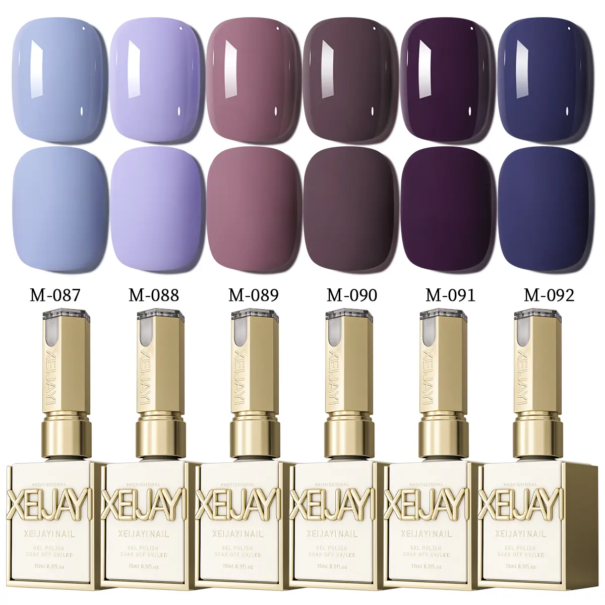 6PCS*15ML New popular cream purple cream blue brown nail polish gel fashionable led ultraviolet gel original purple series 6 colors high saturation color durable firm nail salon DIY female gift