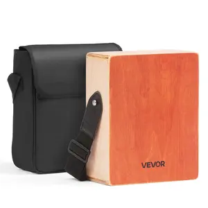 【DealsForYouDays】VEVOR Mahogany-Birch Wood Cajon Box Drum, Round Snare Percussion Instrument with Adjustable Guitar Strings, G12M-A2 Specs, Portable Carry Bag & Shoulder Strap