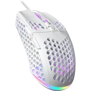 SM900 White Wired Gaming  with Honeycomb Shell,12800 DPI,7 Programmable Buttons,Lightweight Gaming Mice  Computer Wired  Gaming for Win/PC//Laptop Gamer