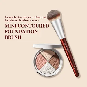 BK 109 Mini Contoured Foundation Brush - Fiber Hair for Powder Liquid or Cream Foundation - Perfect for Blending Out Foundations Blush or Contouring