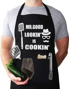 DAD DAYS Funny Chef Apron , Mr. Good Lookin’ is Cookin Adjustable Neck