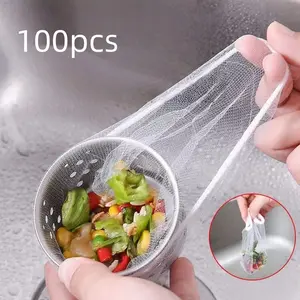100 Disposable Sink Strainer Filters, Fine Mesh Drain Filter Bags, Bathroom Floor Drain Filter, Excellent Extensibility, Easy to Clean