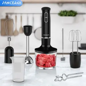 PANCERKA Immersion Hand Blender, 8-in-1 Multifunctional Set, 2-Speed ​​Adjustable Control. Includes Whisk, Chopper Bowl, Milk Frother, and Dough Hook. Ideal for Soups, Baby Food, and Smoothies. BPA-Free.