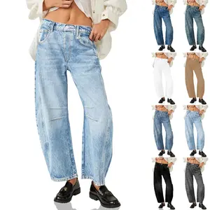 PASLTER Women's Baggy Boyfriend Jeans Vintage Wide Leg Mid Rise Barrel Denim Ankle Pants
