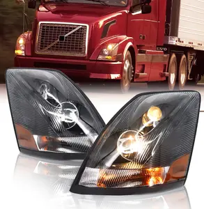 Headlight (with Bulbs) for 2004-2017 Volvo Semi Trucks | Replacement Volvo 82329123 82329124 | Halogen | Pair