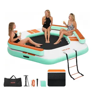 8.5x8.5 FT PVC Fabric Inflatable Floating Dock, Non-Slip Water Platform Mat with Portable Carrying Bag, Detachable Ladder, Inflatable Pool Lounge for Pool, Beach (Father's Day Gift)