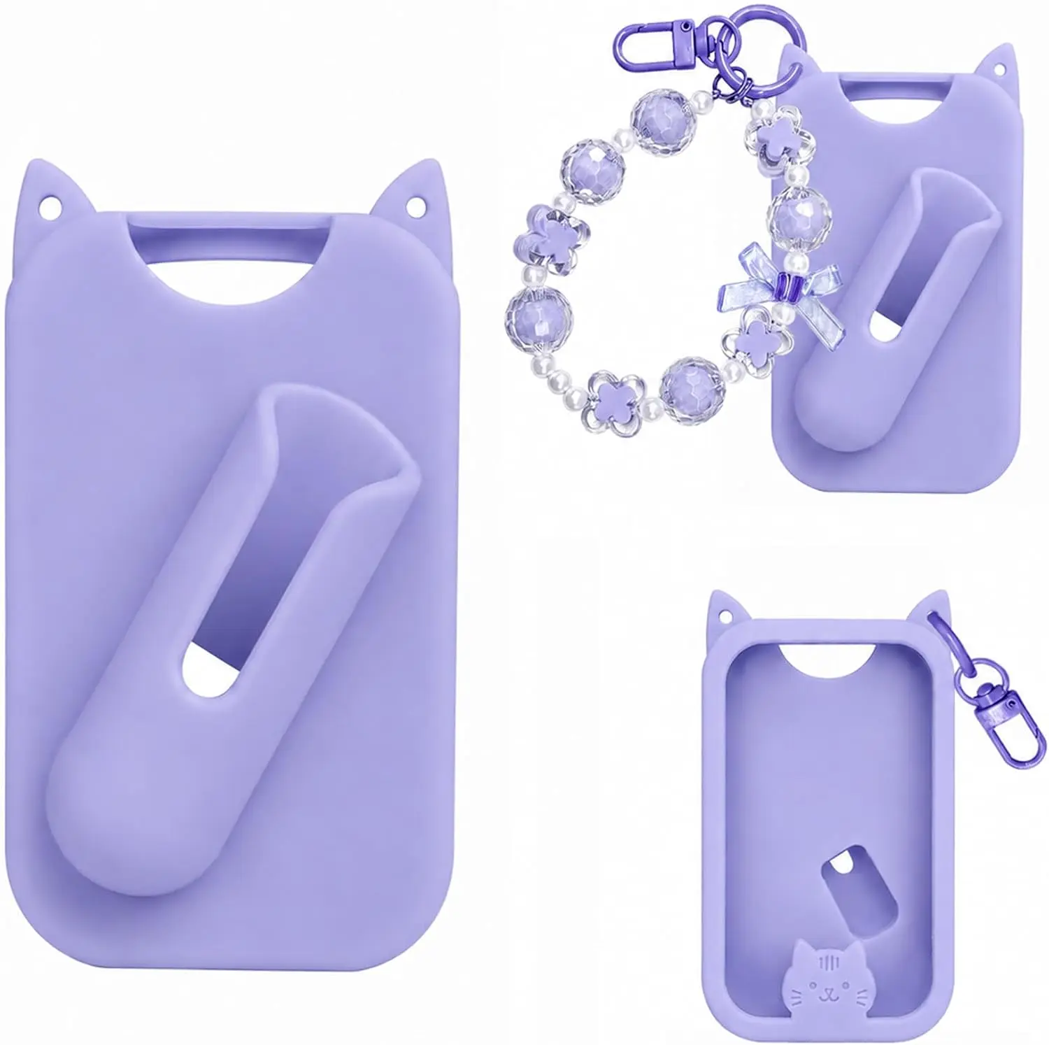 1 Pack Silicone Cover Case Compatible for Touchland Hand Sanitizer Spray (Fit for 1 FL OZ/30 mL Ver), with Lipstick Holder (Purple)