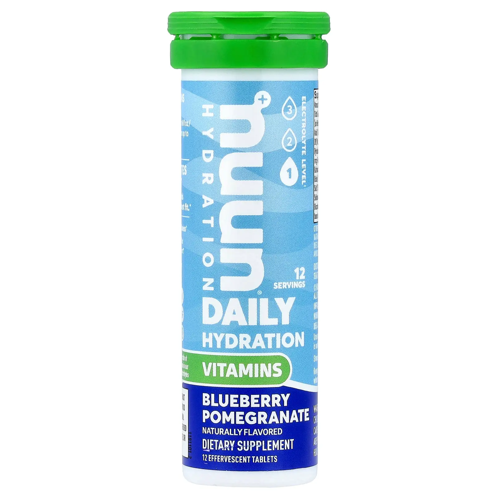 Nuun Daily Hydration, Vitamins, Blueberry Pomegranate, 12 Effervescent Tablets