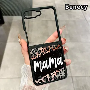 Leopard - print Mama Pattern Foldable TPU Phone Case with Axis Guard and Complete Lens Protection for Z Flip 7/6/5/4 Shockproof Silicone Transparent Cover