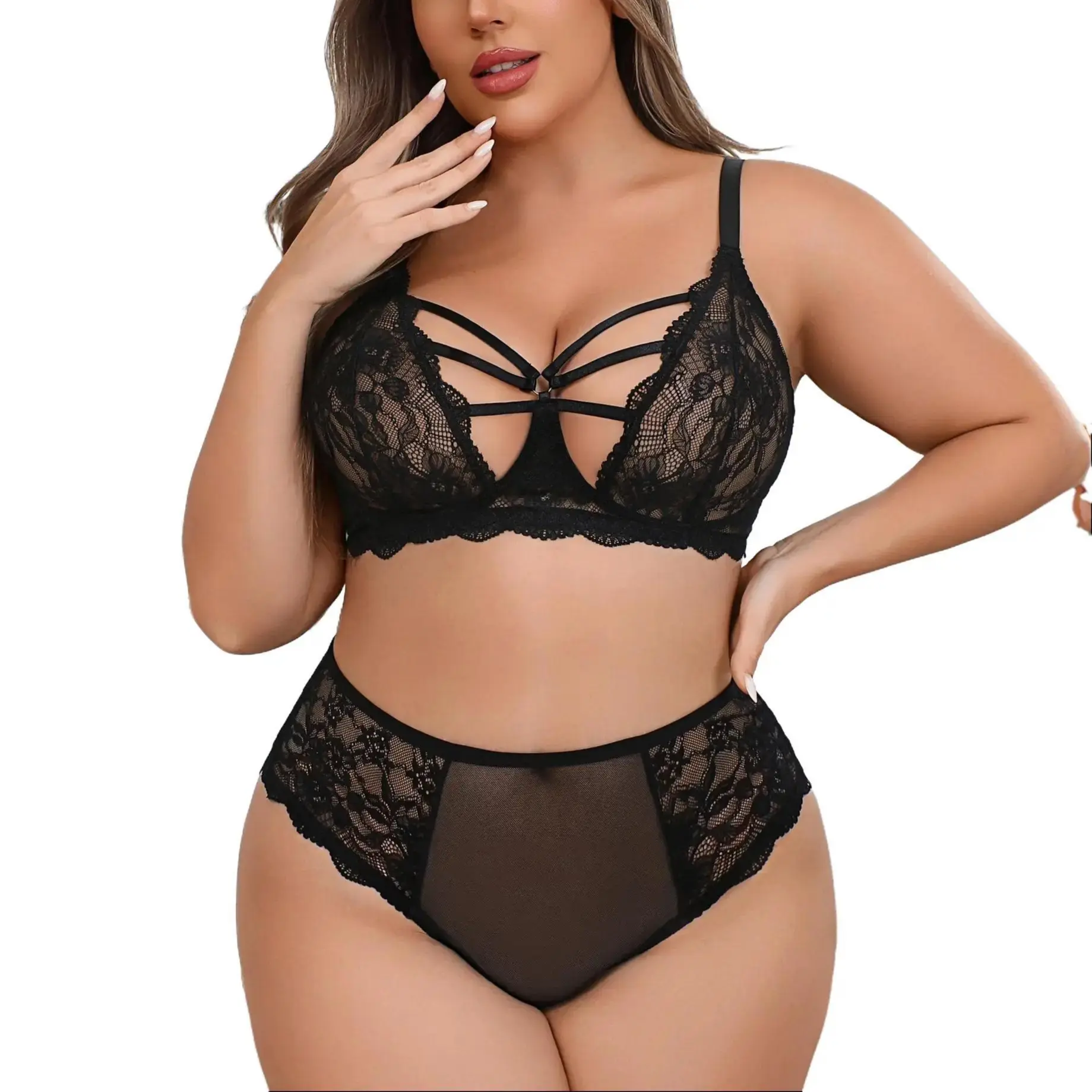 Avidlove Plus Size Lingerie Set for Women Lace Bra Panties Set 2 Piece Lingerie