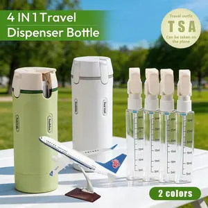 4-in-1 Leak-Proof Travel Refillable Bottle, TSA Approved Airplane Accessories Kits for Liquid,Home Organizers for Travel,Silicone Squeeze Container with Lock, Portable Toiletry and Cosmetic Storage