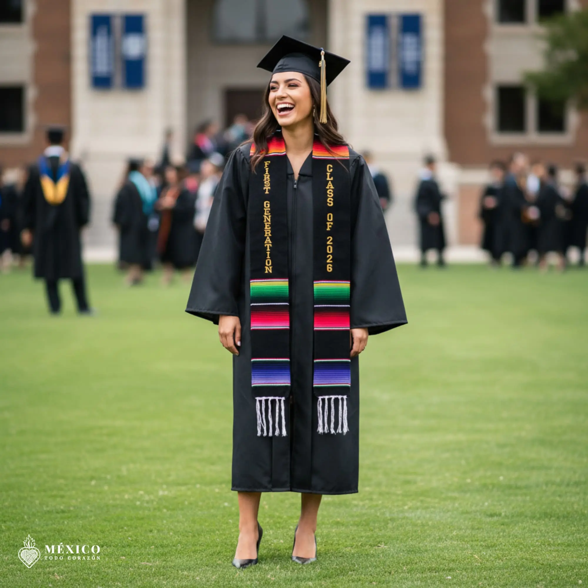 Personalized Mexican Graduation Stole - Class of 2026, First Generation, Celebrate Milestone, Cultural Pride, Customize Look, Durable Materials, Personalization, Reversible Design