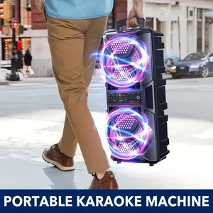 Portable Wireless Bluetooth Speaker Dual 6.5-inch Speakers with Subwoofer RGB Atmosphere Mood Lighting Portable Handle Supports Bluetooth USB MIC AUX TWS Suitable for Indoor/Outdoor Use Karaoke Speaker Ideal for Holiday Gifts and Parties btspeaker