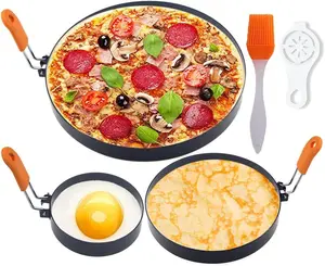 3 Packs Large Egg Rings for Frying Egg,8" Large Omelet Ring,6" Pancake Ring,4" Griddle Egg Ring,Non-stick Stainless Steel Egg Mold for Griddle Cooking