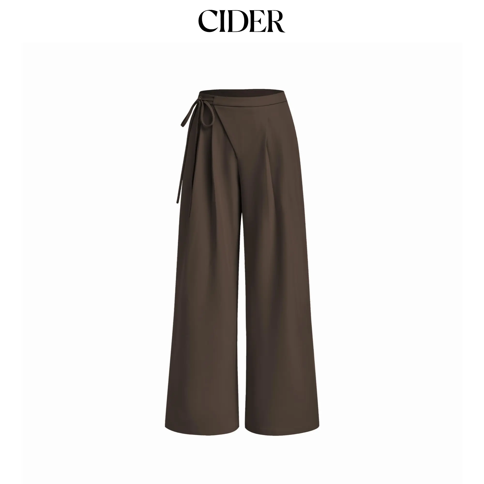 Cider Women's Casual Woven Wide Leg Pants, Mid Rise Fit, Pleated Front, and Knotted Side Tie, 3Xl - 24