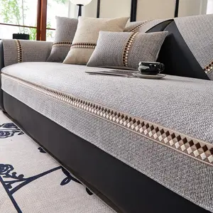 Luxury Cotton-Like Sofa Cover, Sofa Slipcover, Modern Simple Style, Anti-Slip Dustproof Protector, Suitable for Living Room & Bedroom