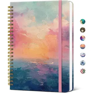Taja Lined Spiral Notebook Journal for Women A5(5.8" × 8.3"), Cute Hardcover Notebook for Work, School & Note Taking, Pretty College Ruled Journal for Writing, 140 Pages, Sunset