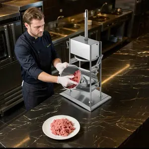 Manual Sausage Stuffer, 22 LBS / 10 L Vertical Meat Stuffer, Dual-Speed Sausage Casing Meat Filling Machine, Stainless Steel Heavy Duty Filler With 5 Stuffing Tubes, For Commercial & Home Use
