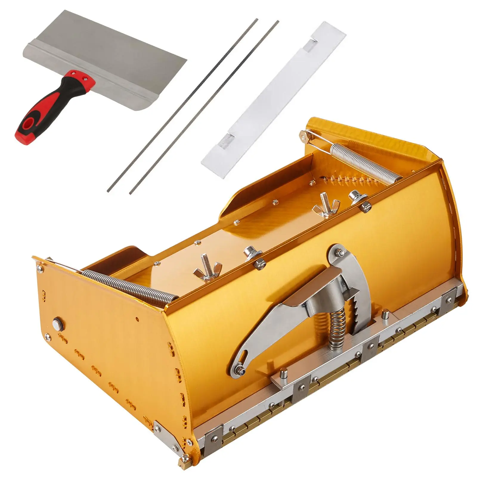 【SummerFinds】VEVOR 10-Inch Drywall Flat Box Tool Organizer, Quick-Clean Aluminum Mud Box for Plasterboard Wall Smoothing, Long-Lasting Drywall Finishing Solution, Holds 50% More Mud, Mudguard+2 Extra 10/12-Inch Stainless Steel Blades [DealsForYouDays]