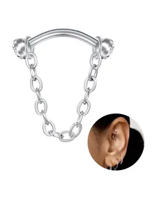 Chain Design Rook Earrings, Stainless Steel Earrings for Women & Men, Fashion Jewelry for Party, Daily Clothing Decor, Statement Piece, Trendy All-match & Exquisite Jewelry for Birthday Gift