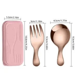 Portable Stainless Steel Spoon Set, Mini Spoons and Forks, Short Handle Round Head, Easy Handling, Ideal for Outdoor Parties and Kitchen Use