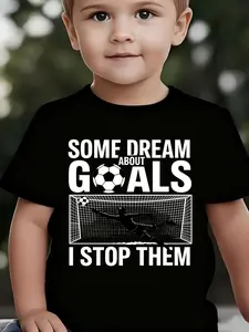 Boys' Summer Breathable & Comfortable "Goalkeeper Save Silhouette Soccer" Cartoon Print (3-12Y) Casual Sports T-Shirt