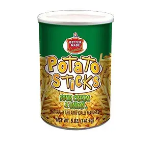 Better Made Potato Sticks 5oz Canister - Shoestring Potato Sticks - Gluten Free - Crunchy, Crispy Snack from Fresh Potatoes - Resealable Lid (Sour Cream & Onion, Single Can)