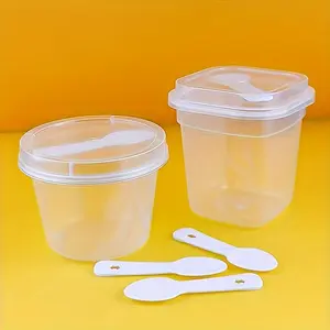 20sets Multifunctional Dessert Cups with Lids and Spoons - Sturdy, Clear, and Reusable for Hot/Cold Treats - Ideal for Parties, Picnics, and Catering Plastic Party Cups