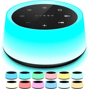 SQ-ADE001 Sound Machine and White Noise Machine with 30 Soothing Sounds with 12 Colors Baby Night Light with Memory Function (Black)
