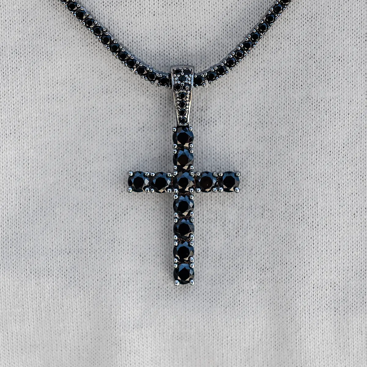GLD Black Stone Diamond Cross Pendant in White Gold - Perfect Gift #tiktokshopsummersale