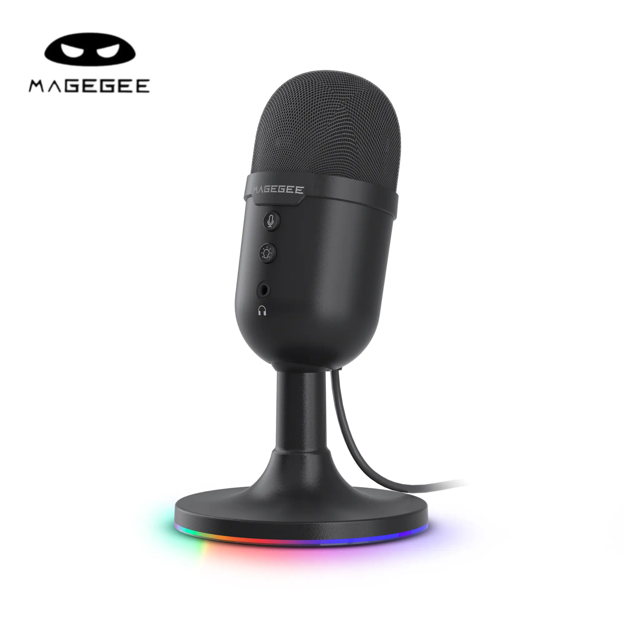 MageGee Fantasy Professional USB Gaming Microphone with RGB Lights, Clear Audio, Plug-and-Play Connection, Headset Compatibility, 1-Button Mute, Recording Function, Dual-System Device Support for Gaming Stuff