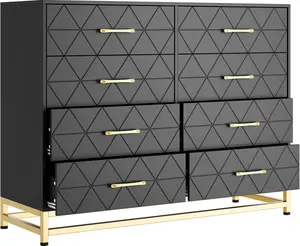 【Christmas Gift】Black 8 Drawer Dresser for Bedroom