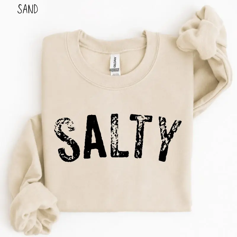 Salty Sweatshirt, Retro Beach Crewneck, Coastal Summer Graphic Pullover, Trendy Women's Beach Sweater, Seaside Aesthetic Apparel, Cute Vacation Outfit, Beach Lover Gift