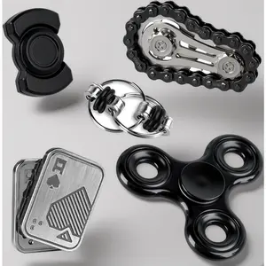 5-Piece Premium Metal Fidget Toy Set - Includes Magnetic Slider, Clicker & Spinner. Stress Relief & Focus Tools for Adults, Office Desk Toys, Cool Gadgets Gift for Men & Women